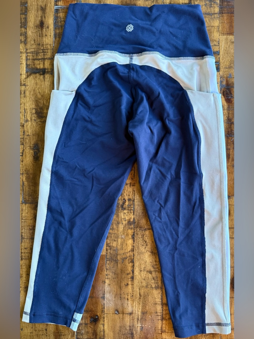 Tissini High Waisted Capri Leggings Pockets Navy S